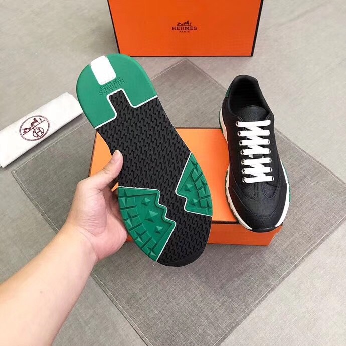 Hermes Trail Sneakers In Black Epsom Calfskin
