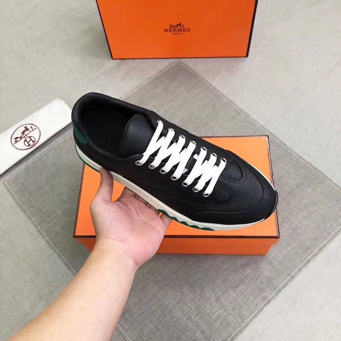 Hermes Trail Sneakers In Black Epsom Calfskin
