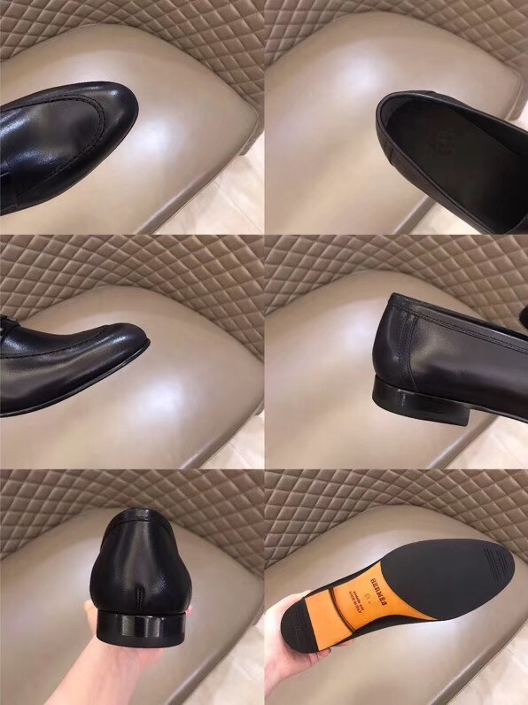 Hermes Men's Paris Loafers In Black Calfskin
