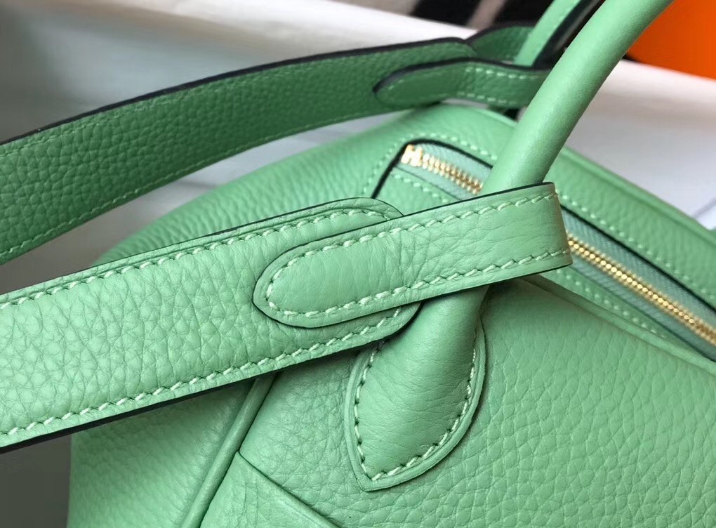 Hermes Lindy Mini Bag In Vert Criquet Clemence Calfskin