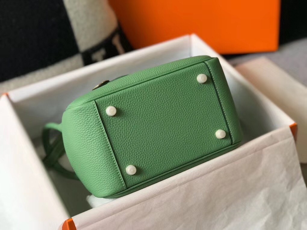 Hermes Lindy Mini Bag In Vert Criquet Clemence Calfskin