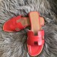 Hermes Oran Sandals In Red Swift Leather