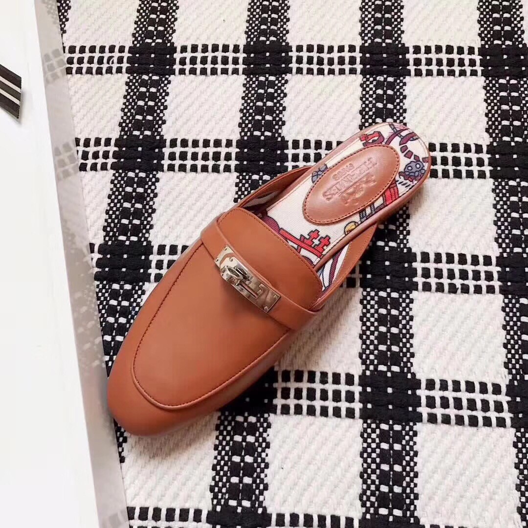 Hermes Oz Mule In Camarel Calfskin Leather