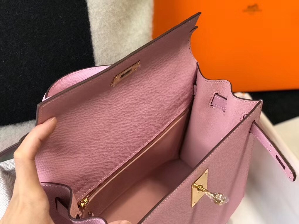 Hermes Mauve Sylvestre Epsom Kelly 25cm Sellier Bag GHW