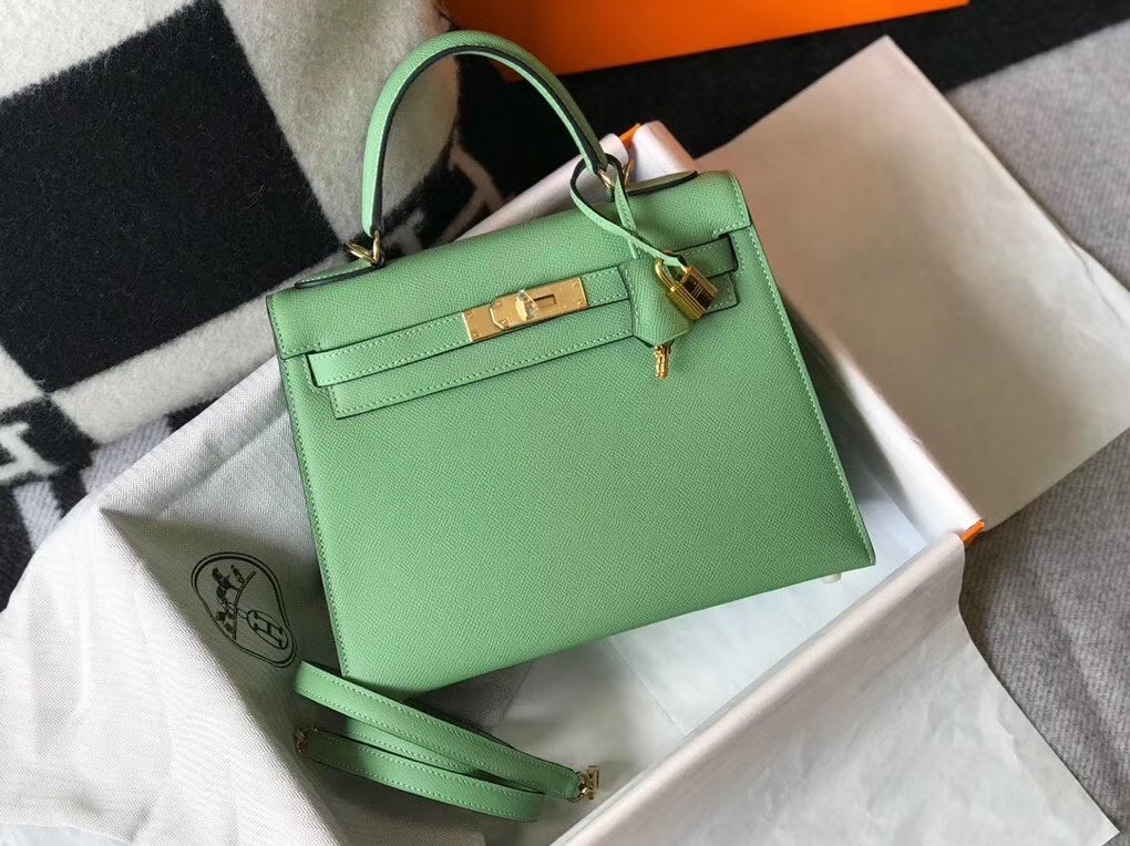 Hermes Vert Criquet Epsom Kelly 25cm Sellier Bag GHW