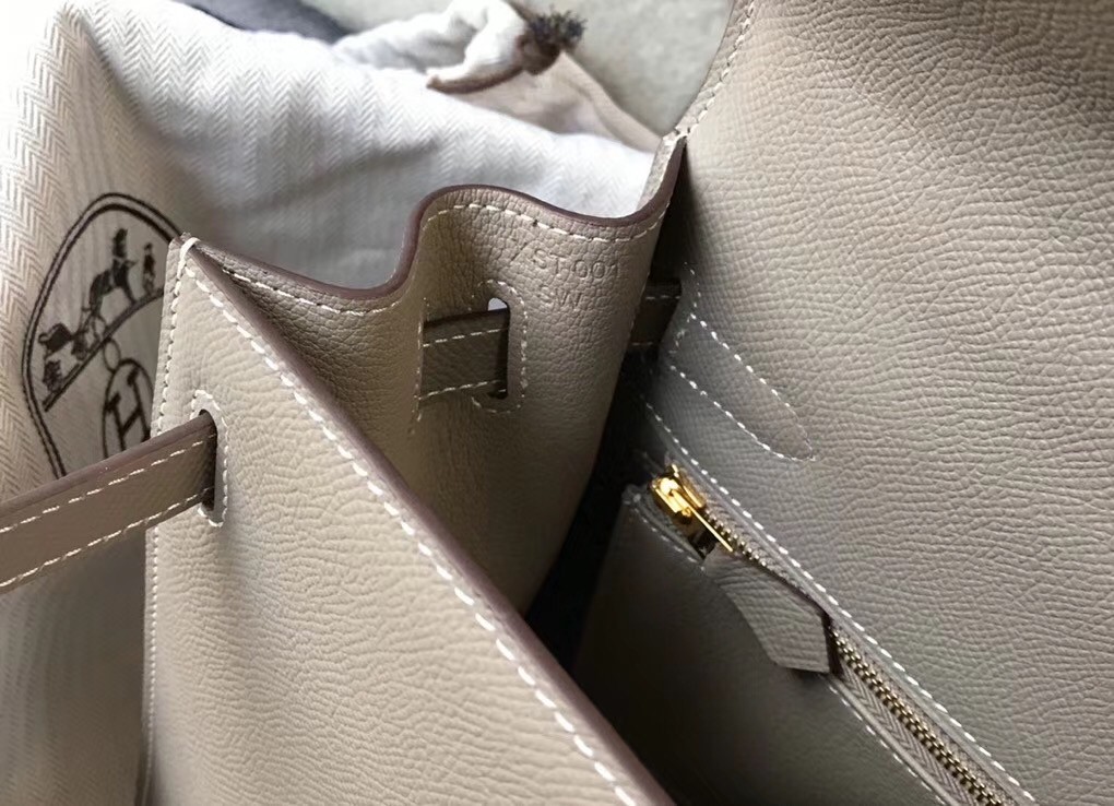 Hermes Gris Asphalt Epsom Kelly 28cm Sellier Bag GHW