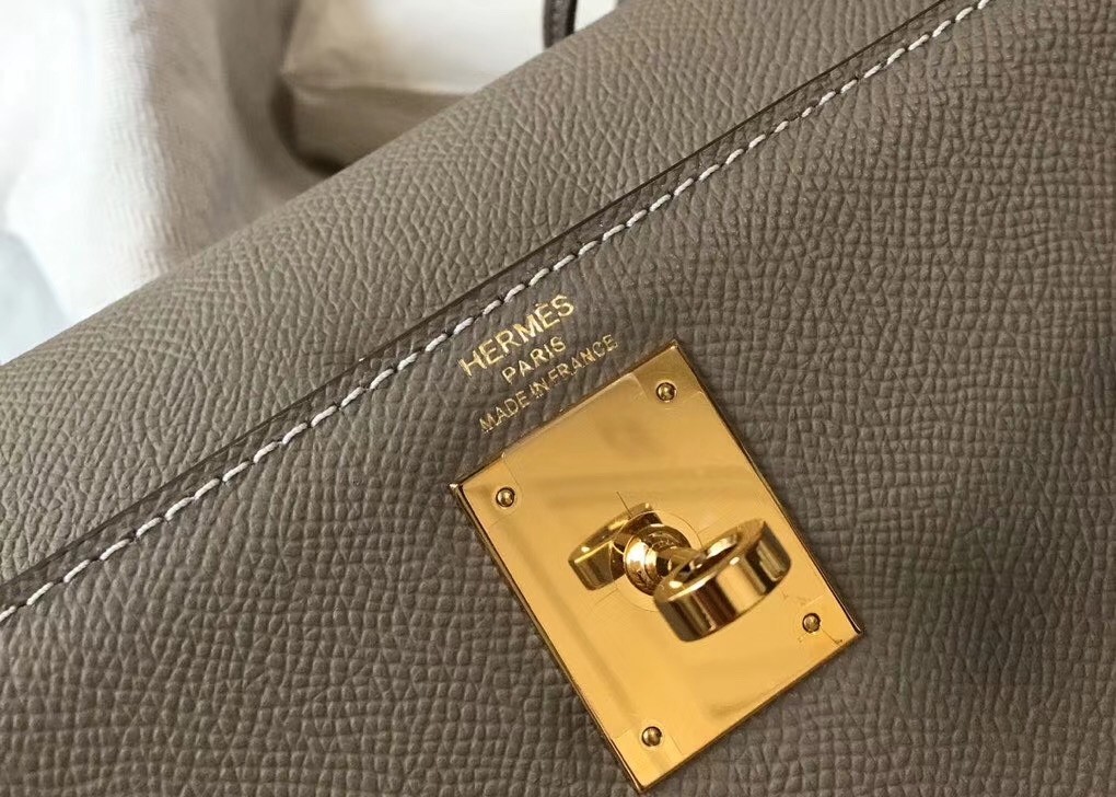 Hermes Gris Asphalt Epsom Kelly 28cm Sellier Bag GHW