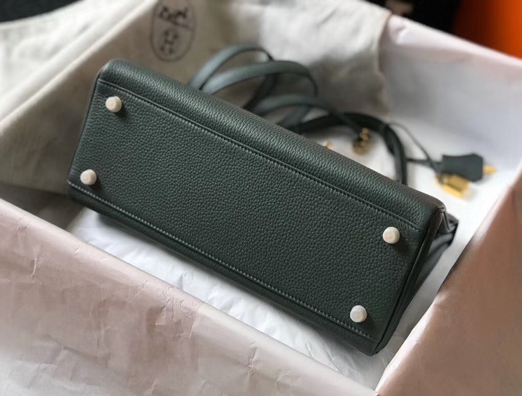 Hermes Vert Amande Clemence Kelly 32cm Retourne Bag
