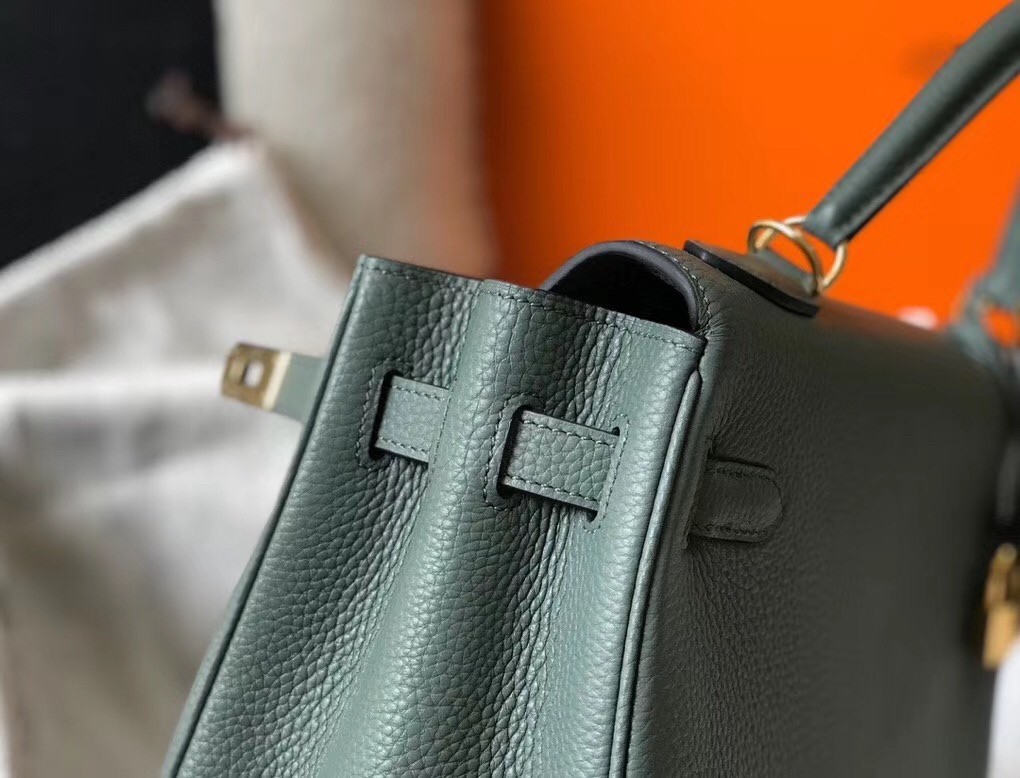 Hermes Vert Amande Clemence Kelly 32cm Retourne Bag