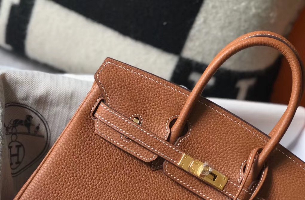 Hermes Birkin 25cm Bag In Gold Clemence Leather