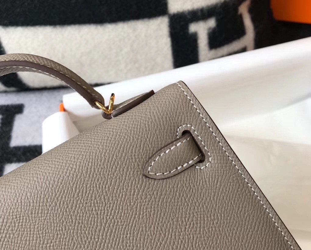 Hermes Kelly Mini II Bag In Gris Asphalt Epsom Leather