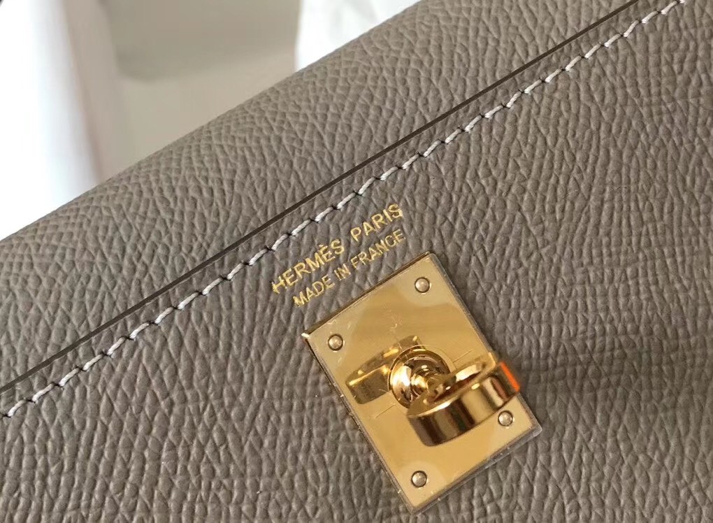 Hermes Kelly Mini II Bag In Gris Asphalt Epsom Leather