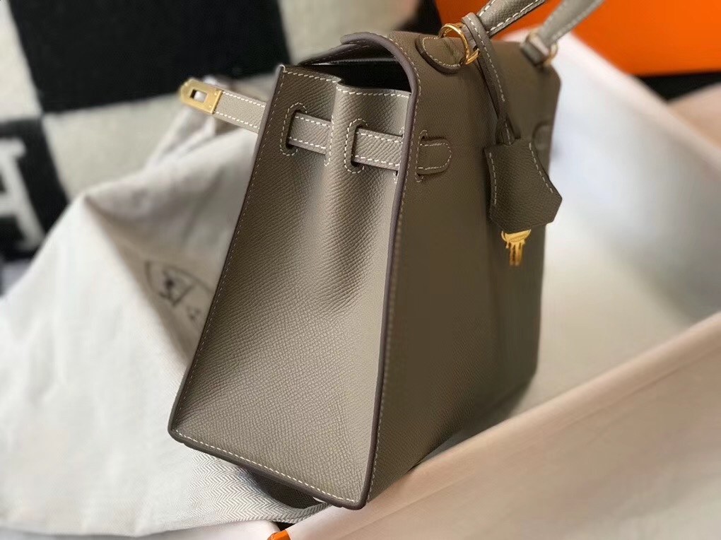 Hermes Gris Asphalt Epsom Kelly 25cm Sellier Bag GHW