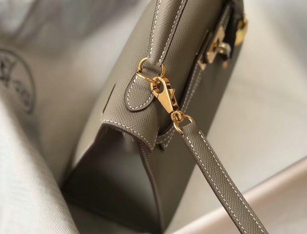 Hermes Gris Asphalt Epsom Kelly 25cm Sellier Bag GHW
