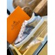 Hermes Avantage Sneakers In Grey Metallic Leather