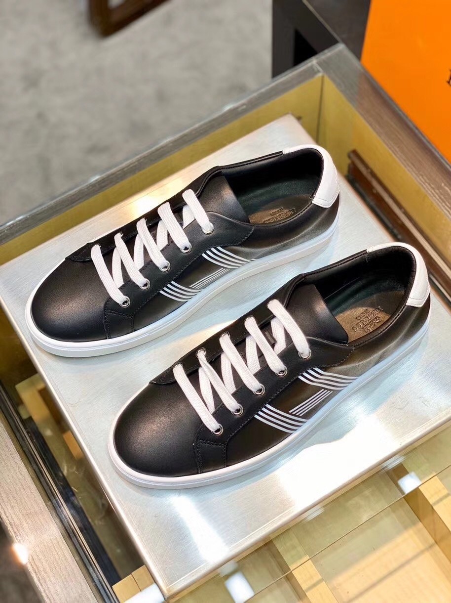 Hermes Avantage Sneakers In Black Calfskin