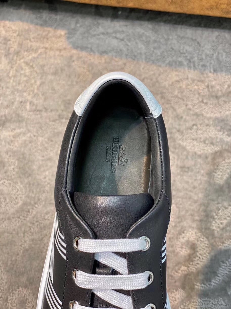 Hermes Avantage Sneakers In Black Calfskin