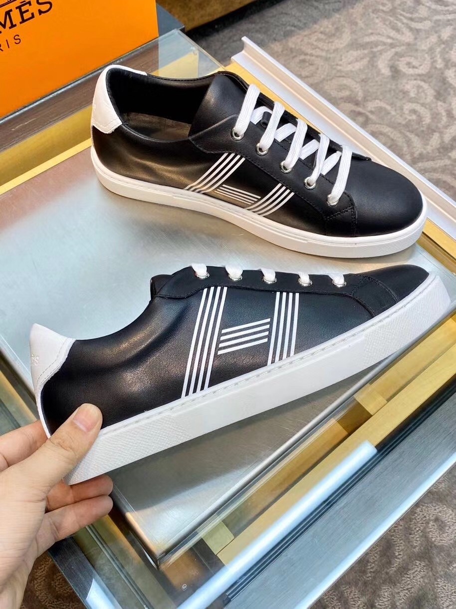 Hermes Avantage Sneakers In Black Calfskin