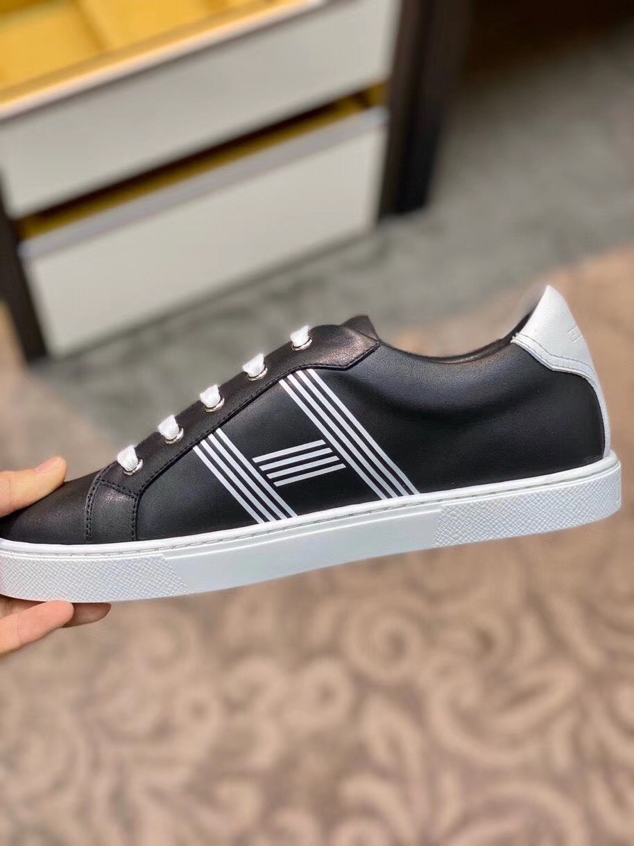 Hermes Avantage Sneakers In Black Calfskin