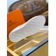Hermes Avantage Sneakers In White/Orange Calfskin