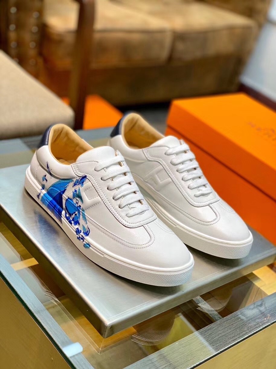 Hermes Quicker Sneakers With Se Plier au Jeu Print