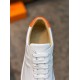 Hermes Quicker Sneakers In White/Orange Calfskin