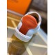 Hermes Quicker Sneakers In White/Orange Calfskin