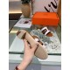 Hermes Amica 5mm Sandals In Brown/White Calfskin