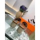 Hermes Amica 5mm Sandals In Brown/White Calfskin