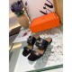 Hermes Avenue Sandals In Black Calfskin