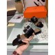 Hermes Avenue Sandals In Black Calfskin