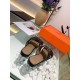 Hermes Avenue Sandals In Black Calfskin
