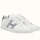 Hermes Avantage Sneakers In White/Blue Calfskin