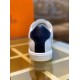 Hermes Avantage Sneakers In White/Blue Calfskin