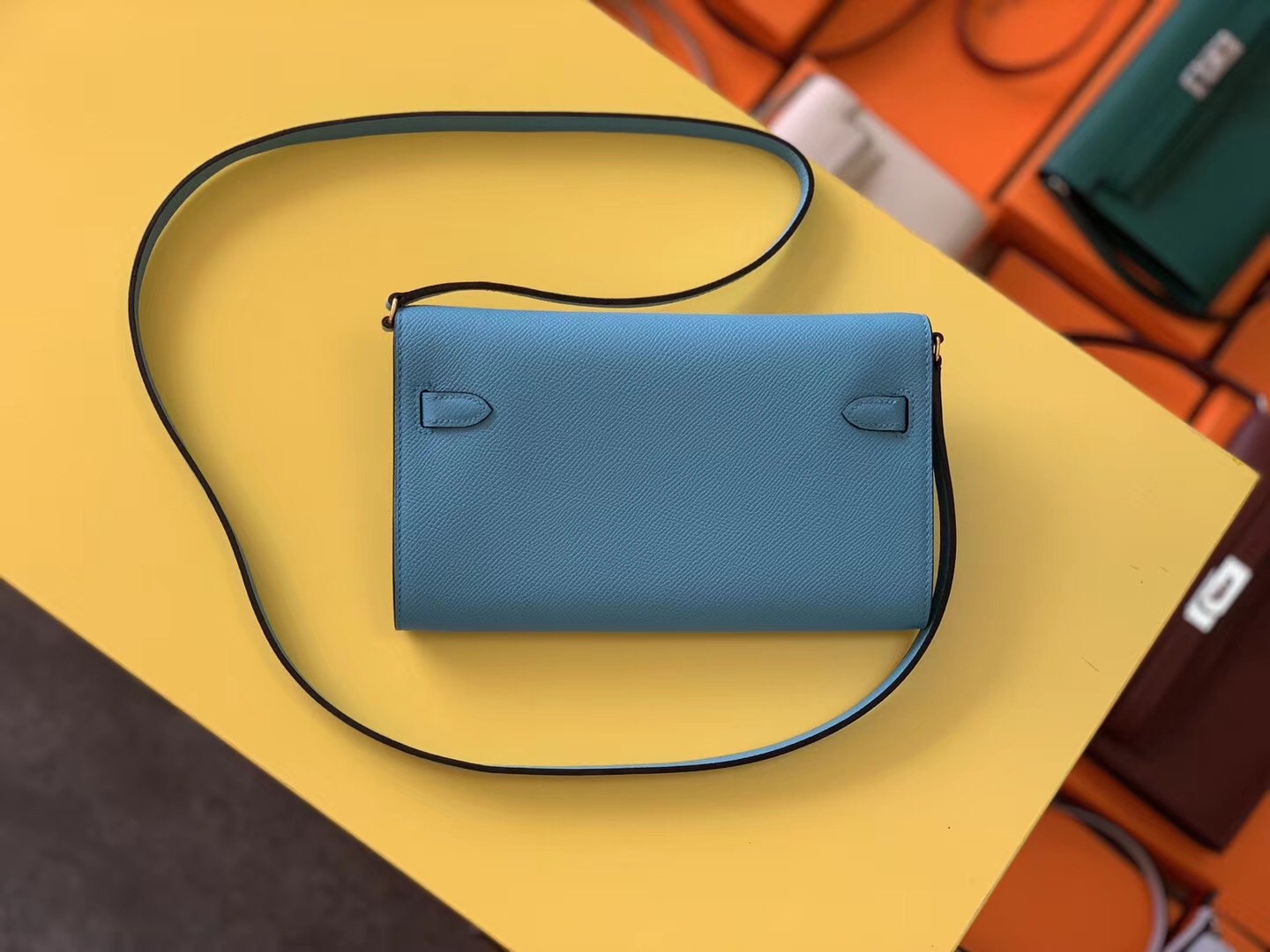 Hermes Kelly Classique To Go Wallet In Blue Du Nord Epsom Calfskin