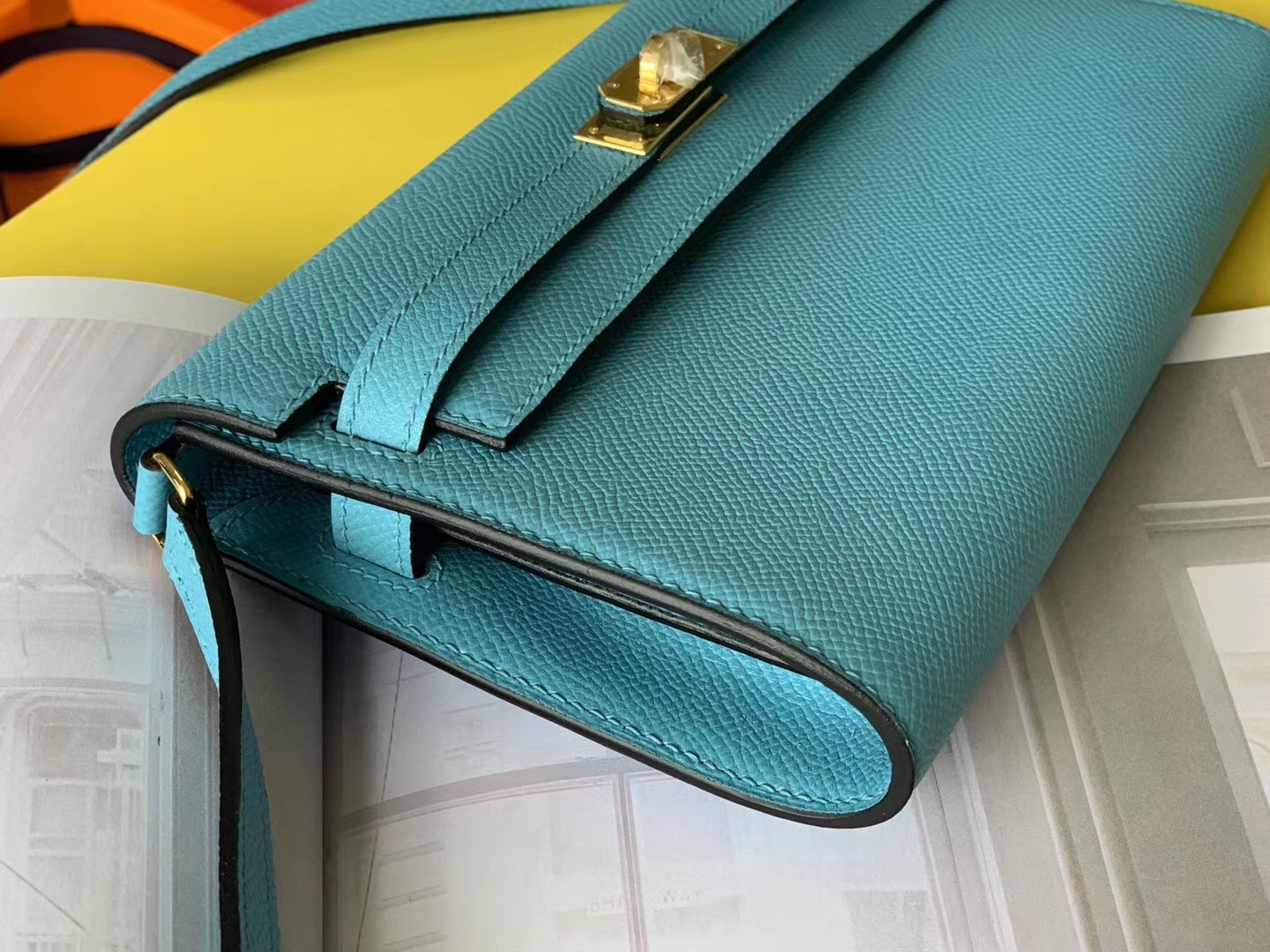 Hermes Kelly Classique To Go Wallet In Blue Du Nord Epsom Calfskin