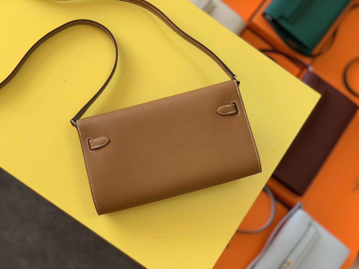 Hermes Kelly Classique To Go Wallet In Gold Epsom Calfskin