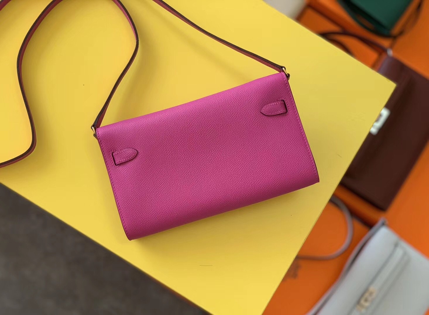 Hermes Kelly Classique To Go Wallet In Magnolia Epsom Calfskin