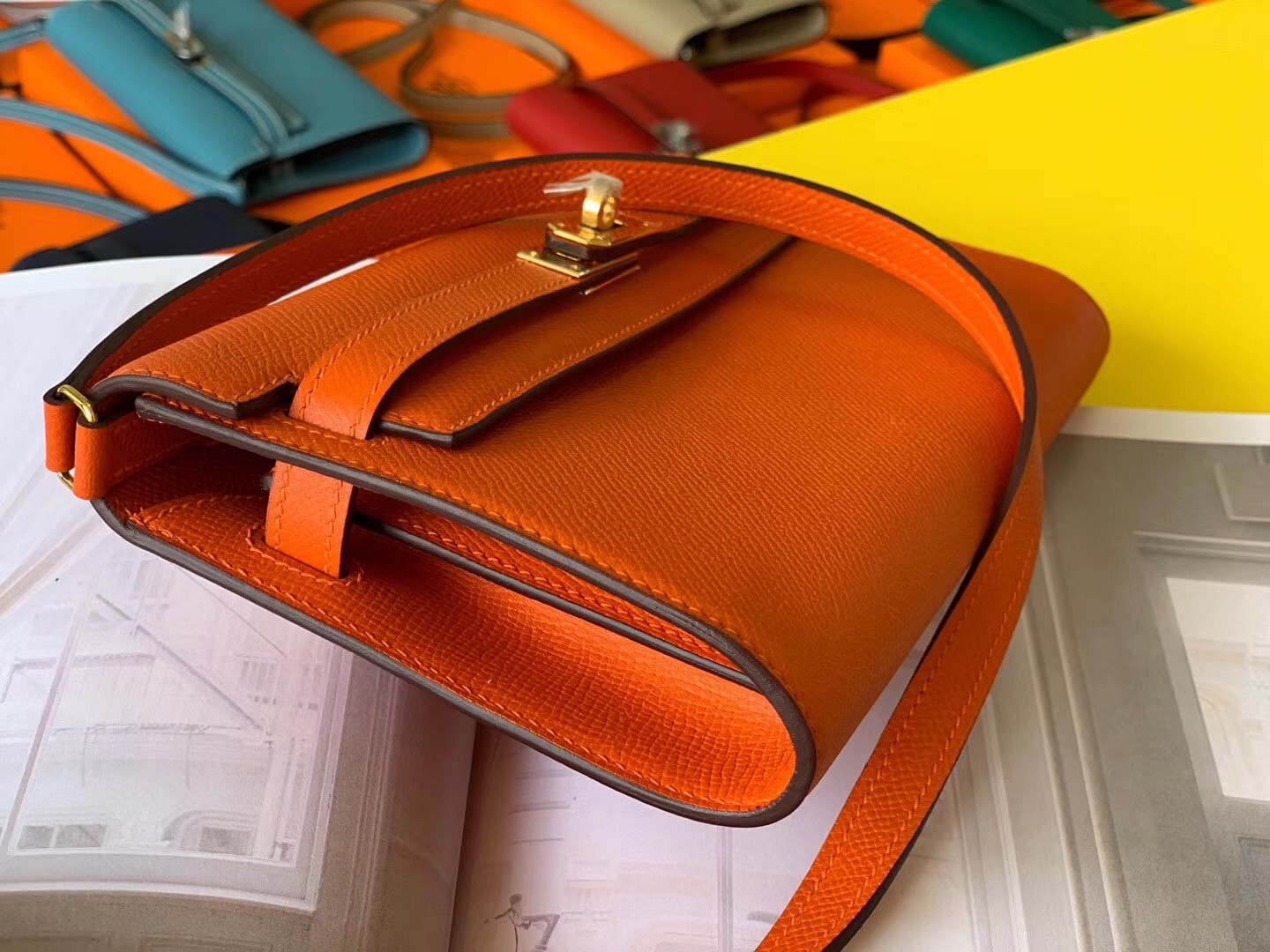 Hermes Kelly Classique To Go Wallet In Orange Epsom Calfskin