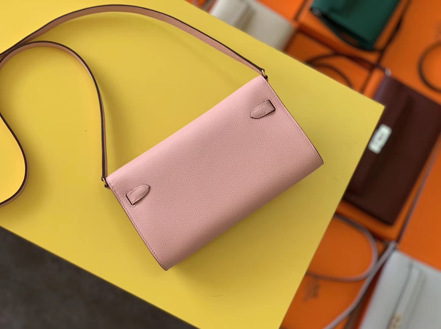 Hermes Kelly Classique To Go Wallet In Pink Epsom Calfskin