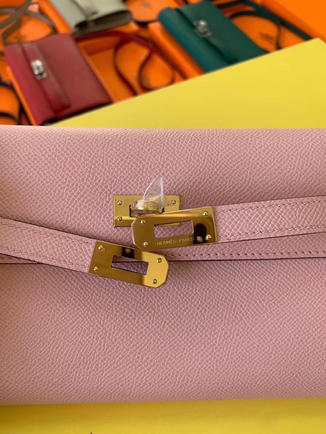 Hermes Kelly Classique To Go Wallet In Pink Epsom Calfskin
