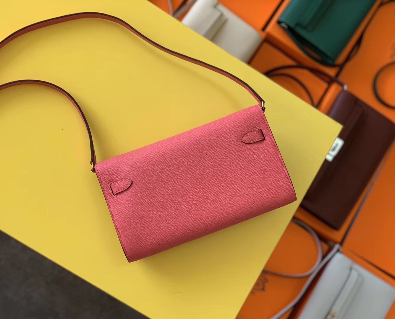 Hermes Kelly Classique To Go Wallet In Rose Lipstick Epsom Calfskin