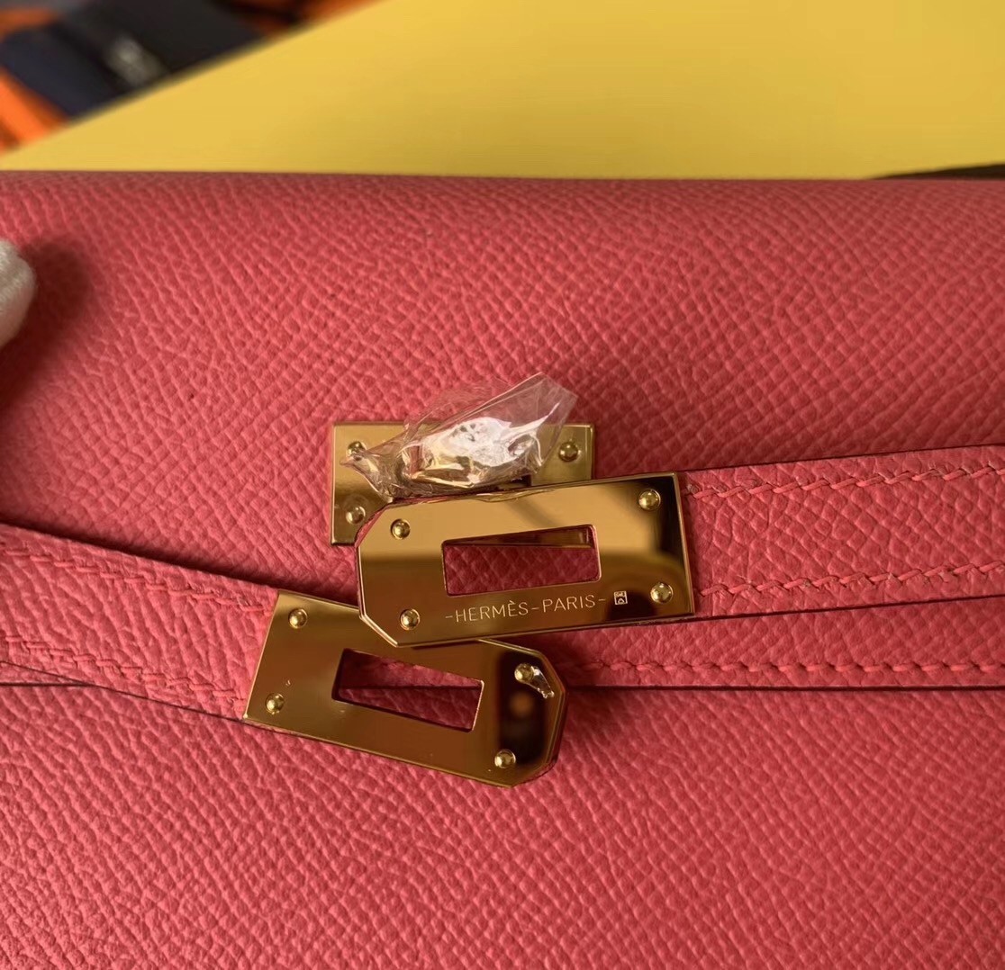 Hermes Kelly Classique To Go Wallet In Rose Lipstick Epsom Calfskin