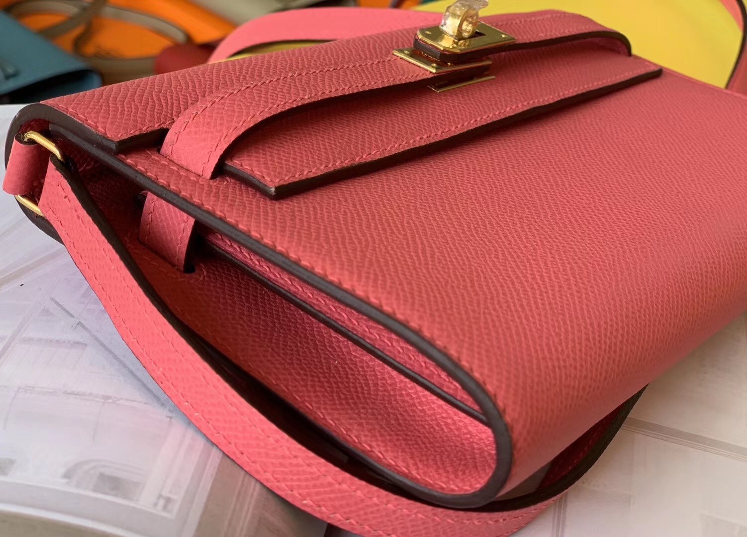 Hermes Kelly Classique To Go Wallet In Rose Lipstick Epsom Calfskin