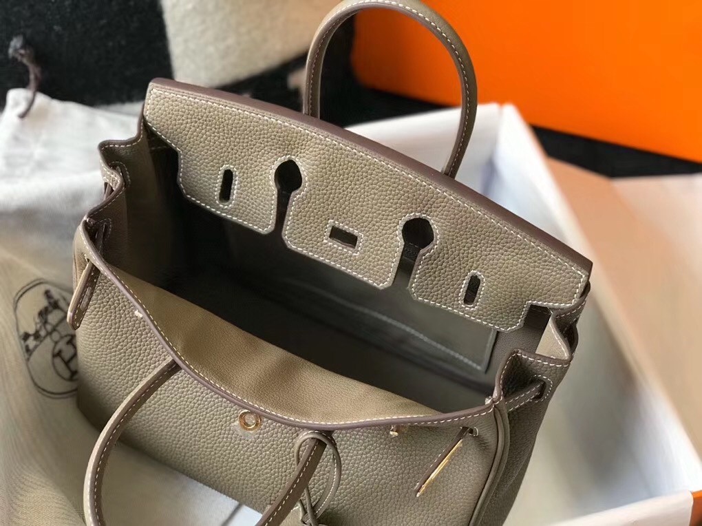 Hermes Birkin 25cm Bag In Taupe Clemence Leather