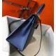Hermes Kelly 28cm Sellier Handmade Bag In Bleu Saphir Epsom Leather