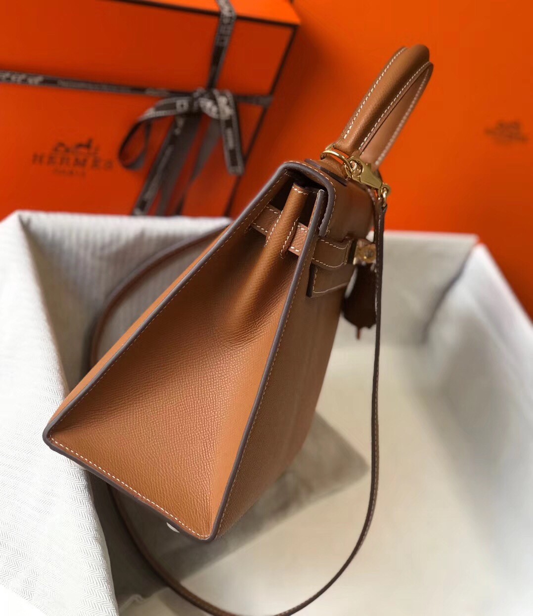 Hermes Kelly 28cm Sellier Bag In Brown Epsom Leather
