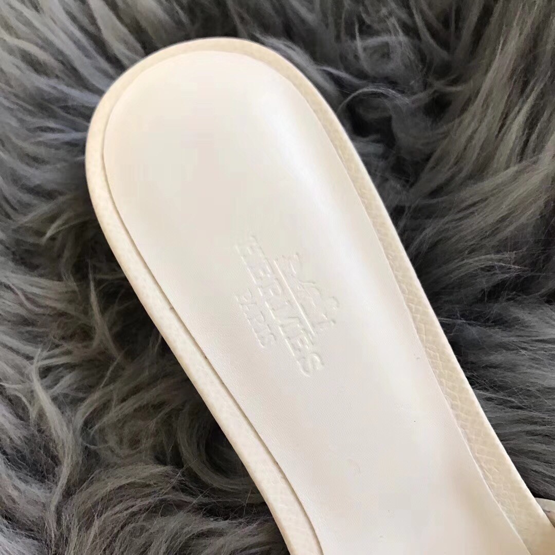 Hermes White Epsom Oasis Sandals