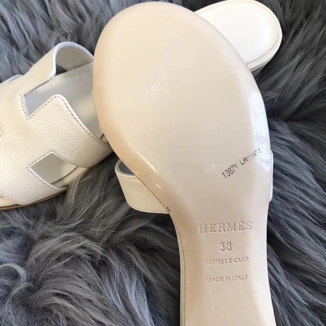 Hermes White Epsom Oasis Sandals