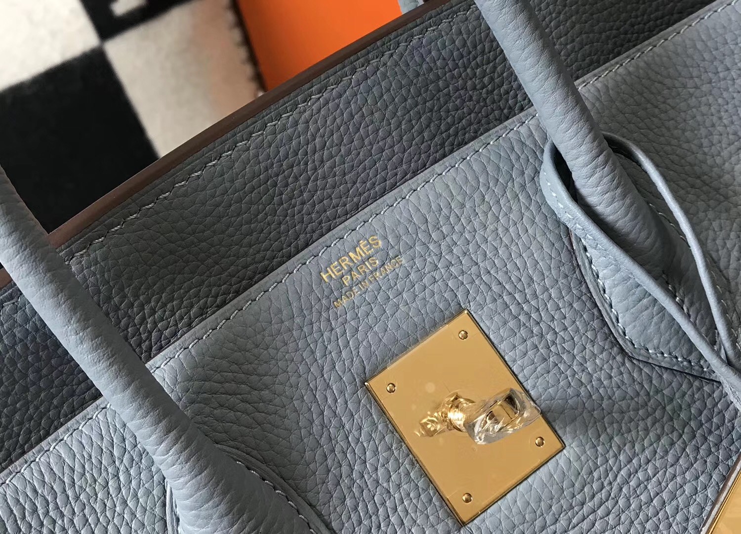 Hermes Birkin 30cm Bag In Blue Lin Clemence Leather